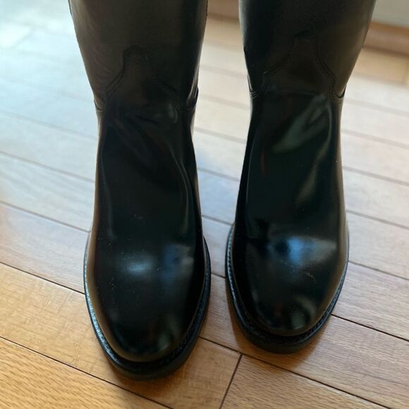 NIB Vintage Justin Men Leather Black Cowboy Western Timeless Sleek Boots Sz 11 - Picture 9 of 14